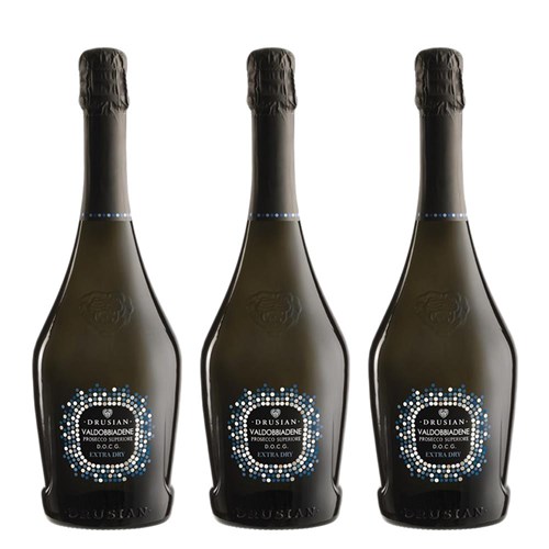 Drusian Valdobbiadene Prosecco Superiore D.O.C.G. Extra Dry 75cl Treble Bottle Set 3x75cl